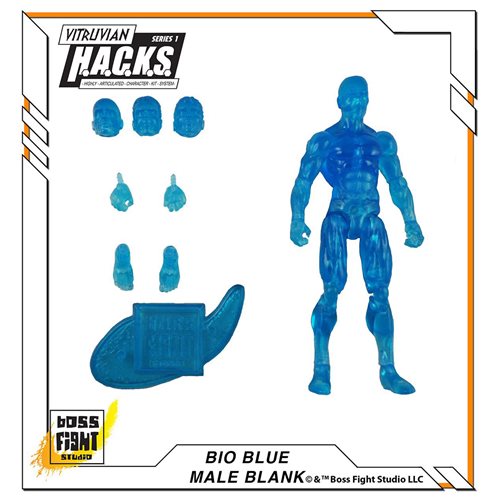 Vitruvian H.A.C.K.S. Customizer Series Male Bio Blue Blank Action Figure