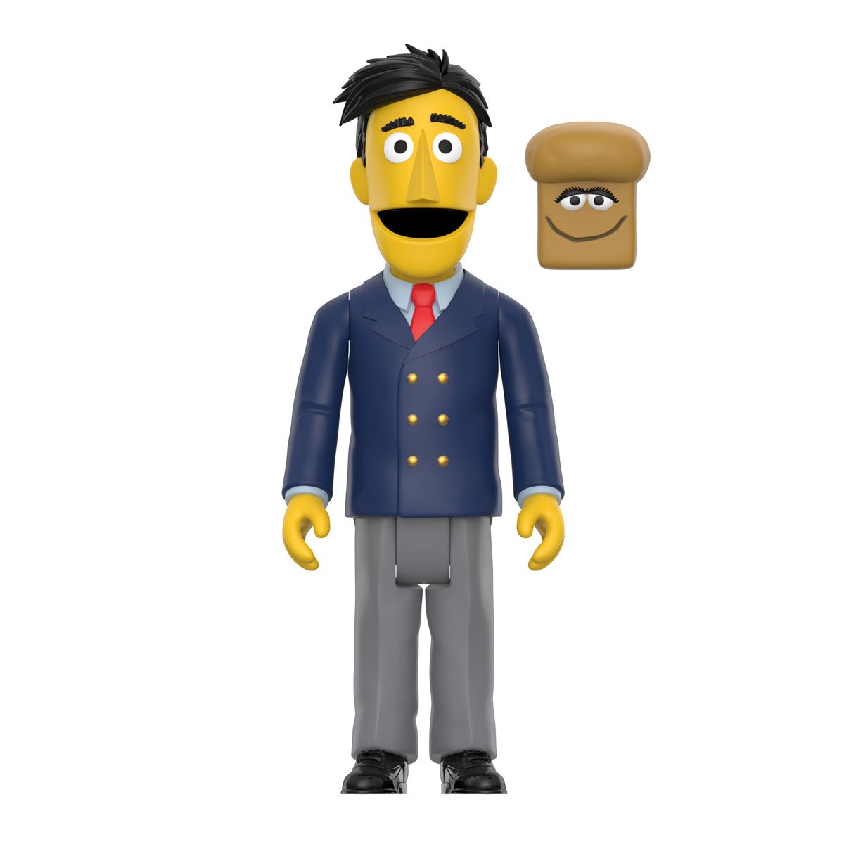 Super7 ReAction Figura Guy Smiley Da Sesame Street – 9,5 Cm Con Accessorio Pane, Giocattolo Collezionabile
