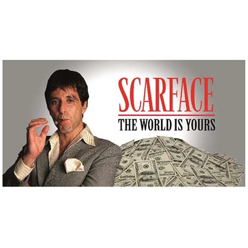 Scarface The World is Yours Gray Background Glass Poster