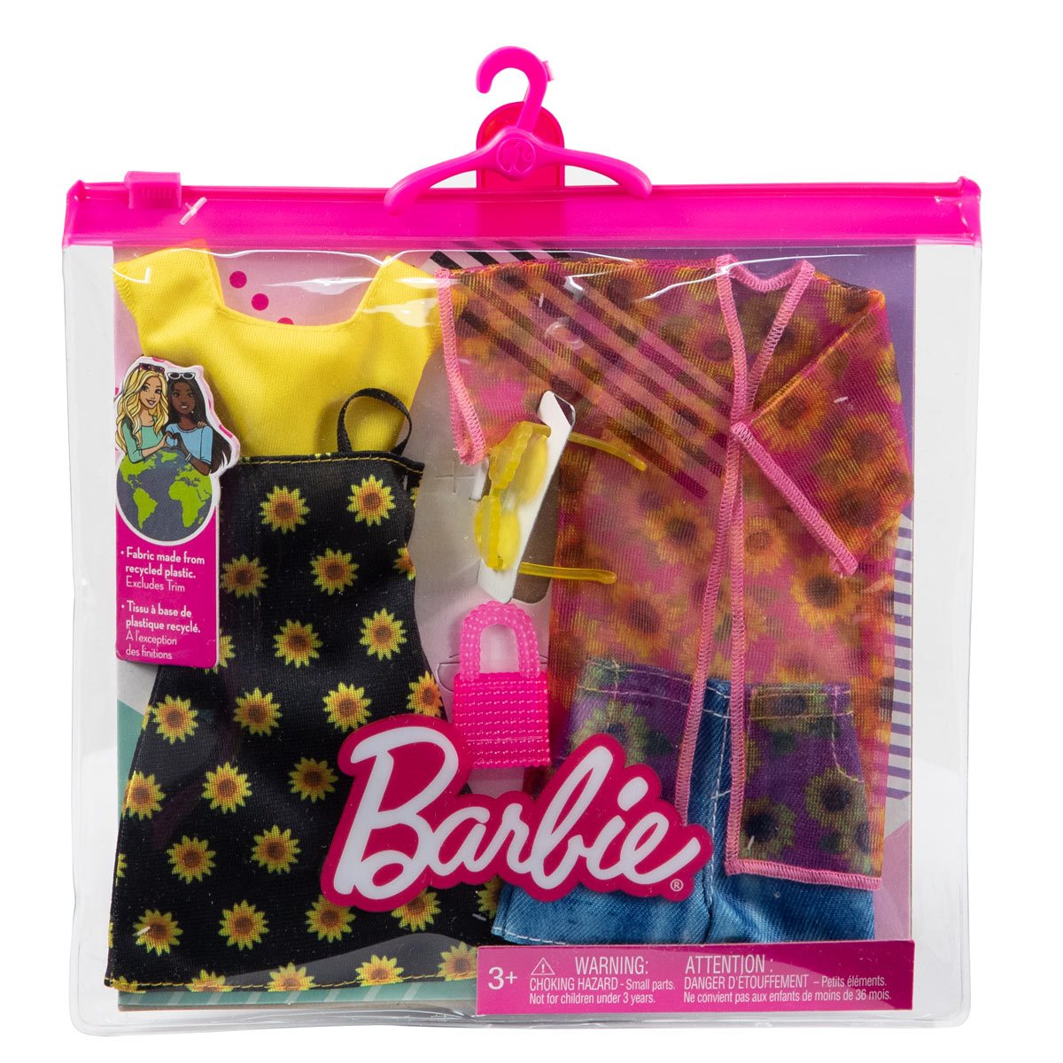 Barbie Clothes, Floral-Themed Fashion and Accessory 2-Pack for Barbie Dolls