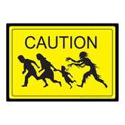 Caution Zombies Tin Sign