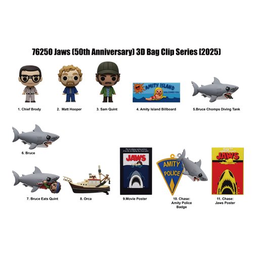 Jaws 50th Anniversary 3D Foam Bag Clip Random 6-Pack