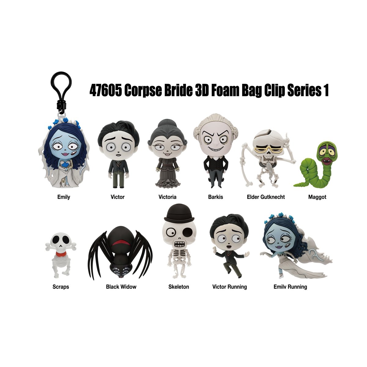 Corpse Bride 3D Foam Bag Clip Random 6-Pack