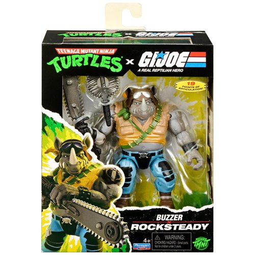 TMNT x G.I. Joe Rocksteady Dreadlock Buzzer Action Figure