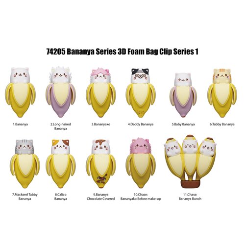 Bananya 3D Foam Bag Clip Display Case of 24