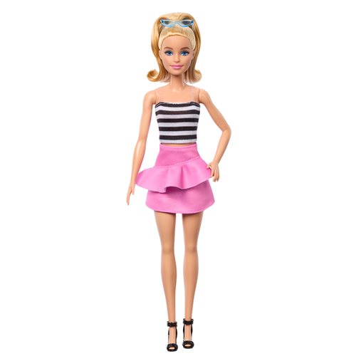 Barbie Fashionista Doll #213 with Striped Top and Pink Skirt