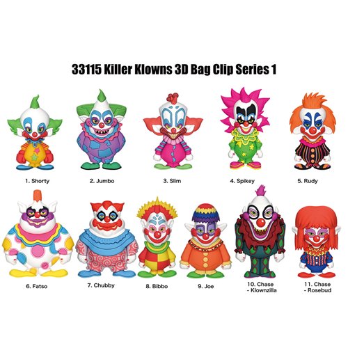 Killer Klowns From Outer Space Series 1 3D Foam Bag Clip Display Case of 24