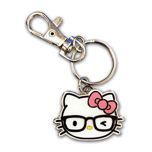Hello Kitty with Eyeglasses Metal Key Chain