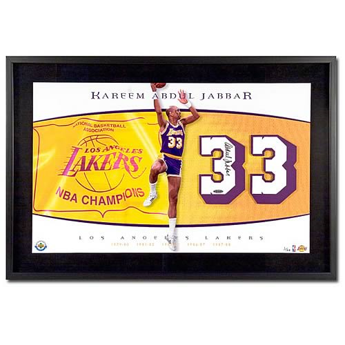 Kareem Abdul-Jabbar Autographed Framed Lakers Jersey - The Stadium Studio