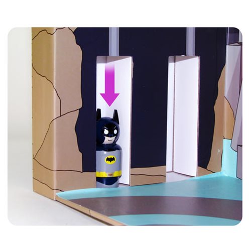 Batman Classic TV Series Batmobile with Batman and Robin Wooden Pin Mates and Papercraft Batcave - C