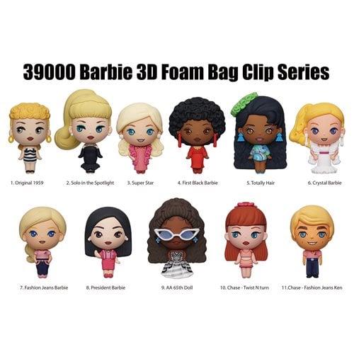 Barbie 3D Foam Bag Clip Random 6-Pack