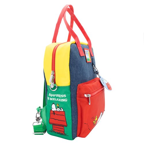 Peanuts Color Block Denim and Canvas Reversible / Convertible Crossbody Bag