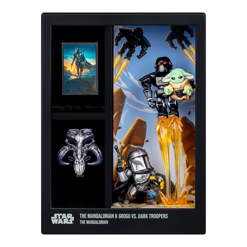 Star Wars The Mandalorian & Grogu Vs. Dark Troopers Fandrop Figure Diorama