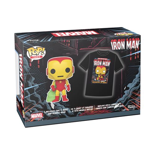 Marvel Holiday Iron Man Glow-in-the-Dark Funko Pop! Vinyl Figure #1282 and Adult Funko Pop! T-Shirt