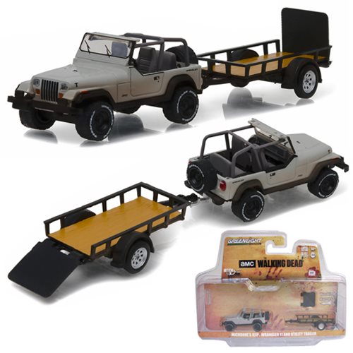 The Walking Dead Michonne's Jeep Wrangler YJ and Utility Trailer 1:64 Scale  Die-Cast Metal Vehicle
