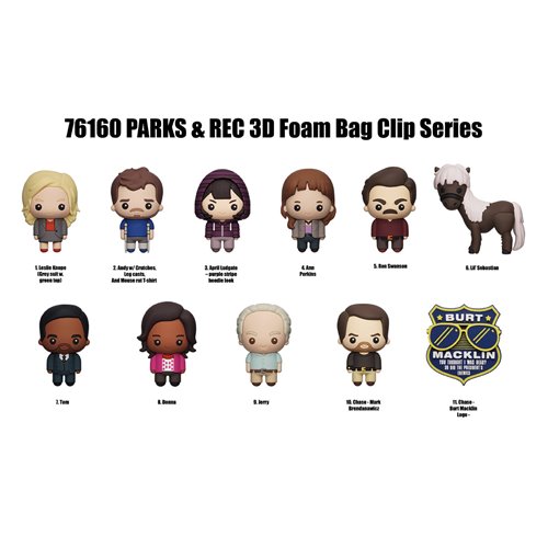 Parks and Recreation 3D Foam Bag Clip Random 6-Pack