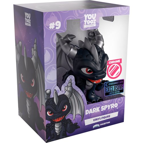 Skylanders Collection Dark Spyro Chrome Variant Vinyl Figure #9 - Entertainment Earth Exclusive