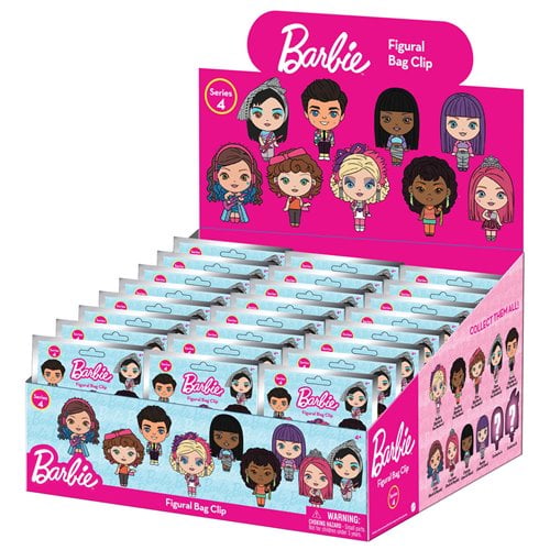 Barbie Series 4 3D Foam Bag Clip Display Case of 24