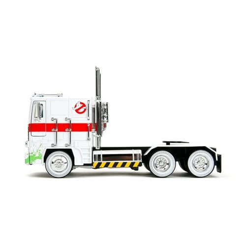 Transformers G1 Optimus Prime Big Rig with Ghostbusters Ecto-1 Graphics 1:24 Scale Die-Cast Metal Ve