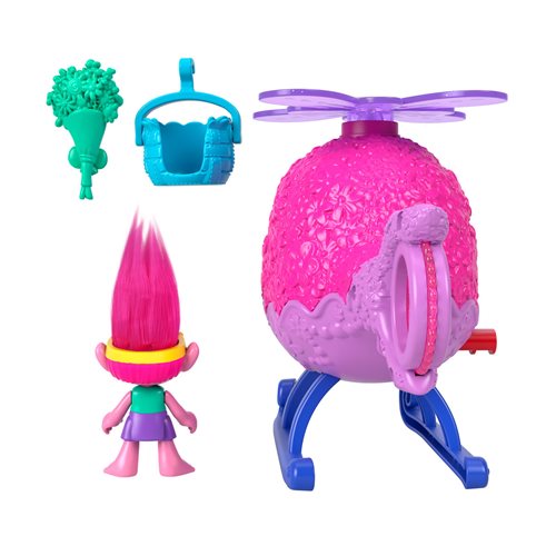 Trolls Imaginext Poppy's Helicopter Pink Action Figure and Vehicle Set