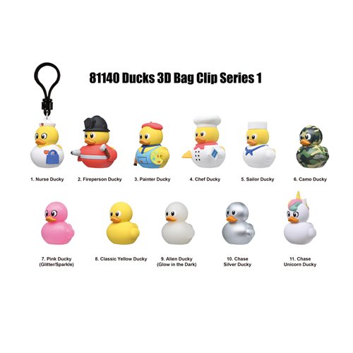 Yellow Ducks 3D Foam Bag Clip Random 6-Pack