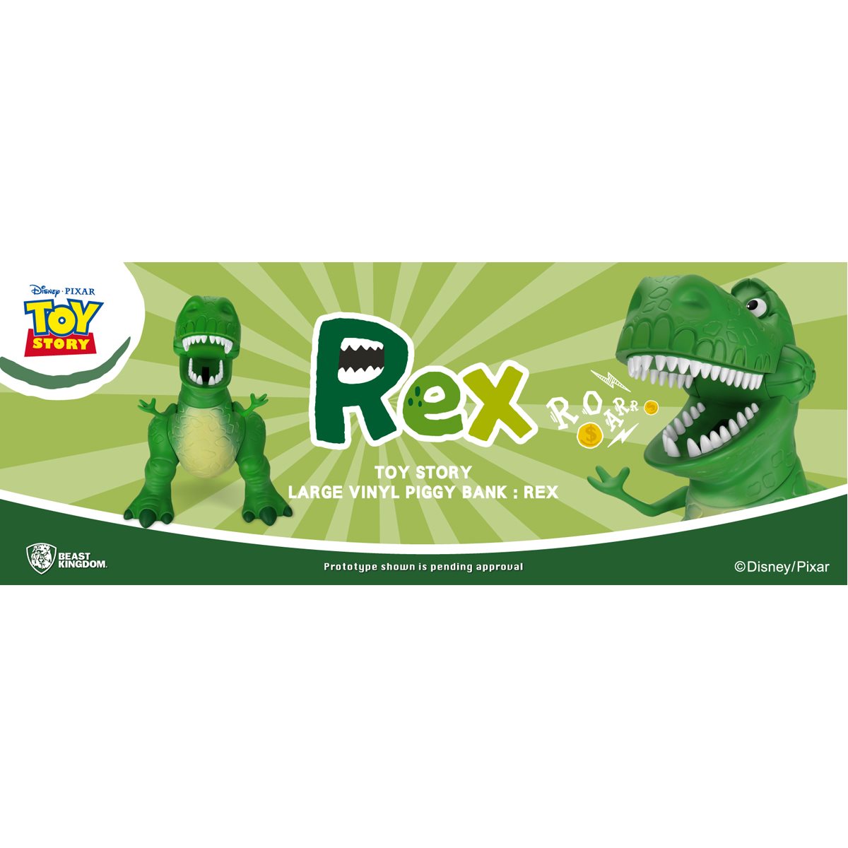Beast Kingdom Salvadanaio Gigante In Vinile Di Rex | Toy Story | Altezza 45,7 Cm
