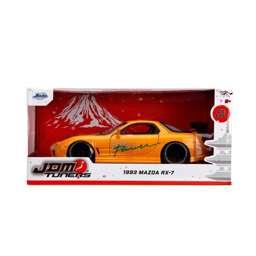 JDM Tuners 1993 Mazda RX-7 FD HKS Yellow Orange 1:24 Scale Die-Cast Metal Vehicle