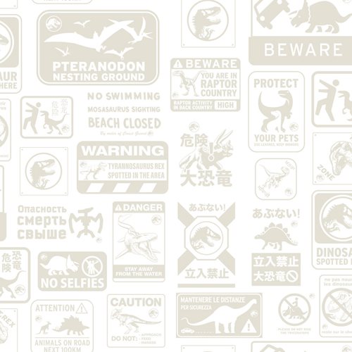 Jurassic World: Dominion Signs (Beige) Peel and Stick Wallpaper