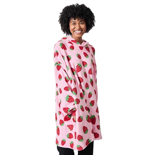 Strawberry Plush Oversized Hoodie Blanket