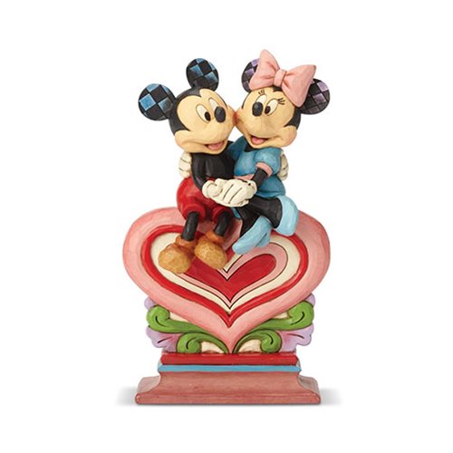 Disney Traditions Mickey Mouse and Minnie Mouse Sitting on Heart Heart to Heart Statue by Jim Shore