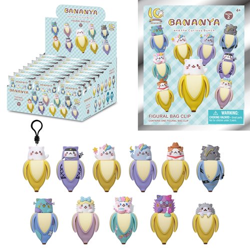 Bananya Series 2 3D Foam Bag Clip Display Case of 24