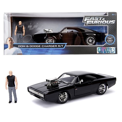 Hollywood Rides Fast and the Furious Dodge Charger 1:24 Scale Die-Cast Metal Vehicle with Dom Figure