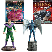 Marvel Molecule Man and Archangel Chess Pieces with Collector Magazine