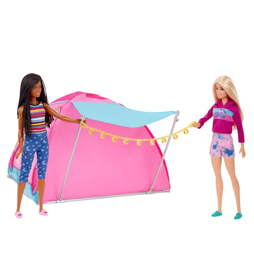 Barbie Let's Go Camping Tent Playset with Brooklyn and Malibu Dolls