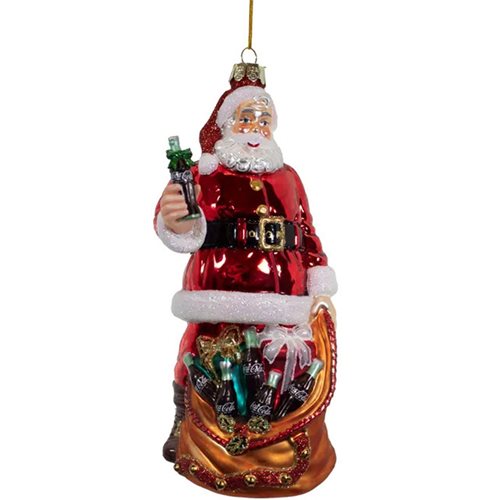 Coca-Cola Santa with Bag 7-Inch Glass Ornament