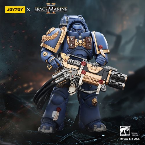 Joy Toy Warhammer Space Marine Ultramarine Heavy Artificer Armour with Relic Multi-Melta 1:18 Scale
