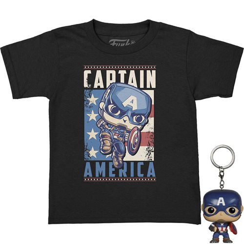 Captain America Funko Pocket Pop! Key Chain with Youth Pop! T-Shirt