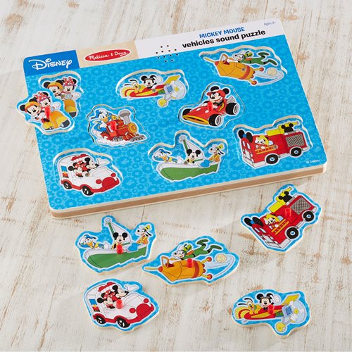 Mickey Mouse and Friends Vehicles Wooden Sound Puzzle