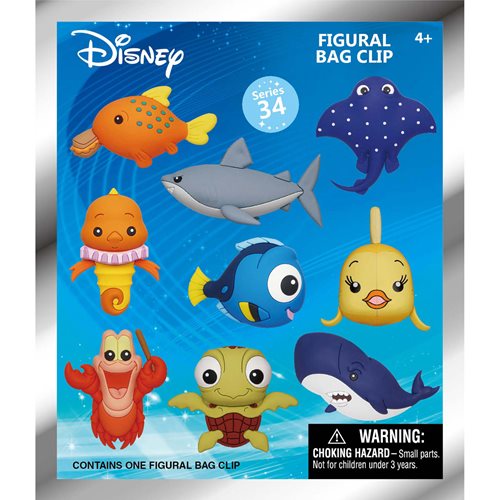 Disney Aquatic Animals 3D Foam Bag Clip Display Case of 24