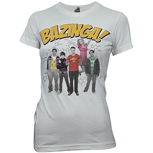 Big Bang Theory Bazinga Group Gray Juniors T-Shirt