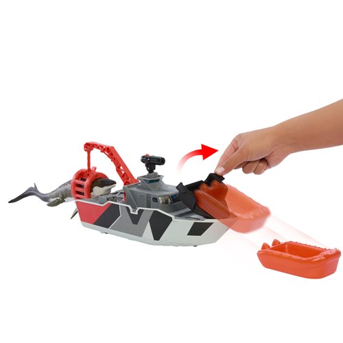 Matchbox Jurassic World Mosasaurus Rescue Action Boat Vehicle