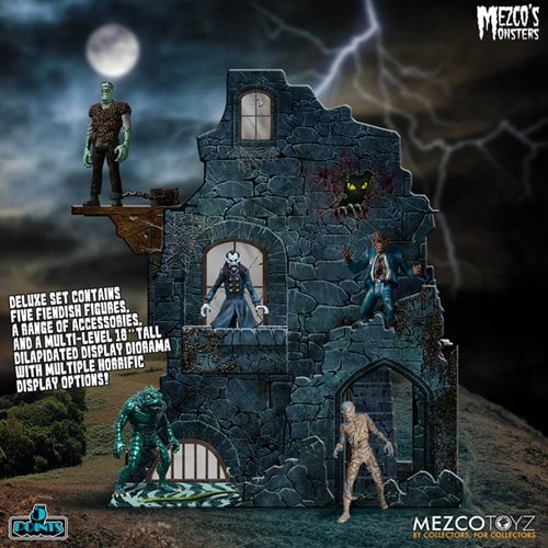 Mezco's Monsters Tower of Fear 5 Points Action Figures Deluxe Playset