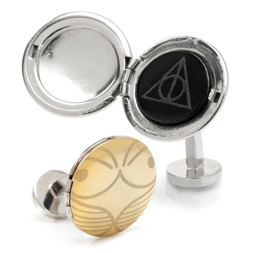 Harry Potter Golden Snitch Hidden Deathly Hallows Locket Cufflinks