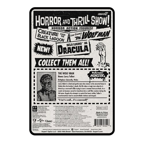 Universal Monsters The Wolf Man 3 3/4-inch ReAction+ Figure