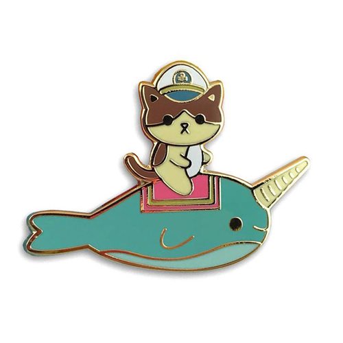 Admiral Whiskers Narwhal Ride Enamel Pin