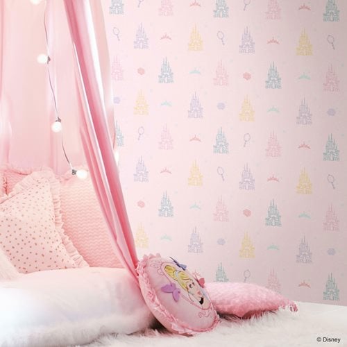Disney Princesses Castle Pink Peel and Stick Wallpaper