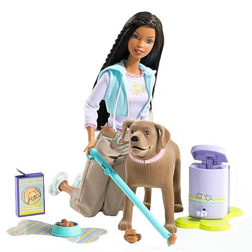 barbie doll and dog