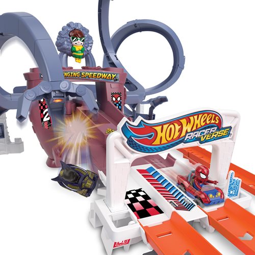Hot Wheels RacerVerse Spider-Man's Web Slinging Speedway Track Set