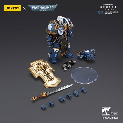 Joy Toy Warhammer 40,000 Ultramarines Torvald with Power Sword, Stormshield and Bolt Pistol 1:18 Sca