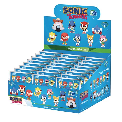 Sonic the Hedgehog 35th Anniversary Series 6 3D Foam Bag Clip Display Case of 24